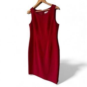 Kasper Red Sheath Dress Size 6 Petite Stretch Crepe